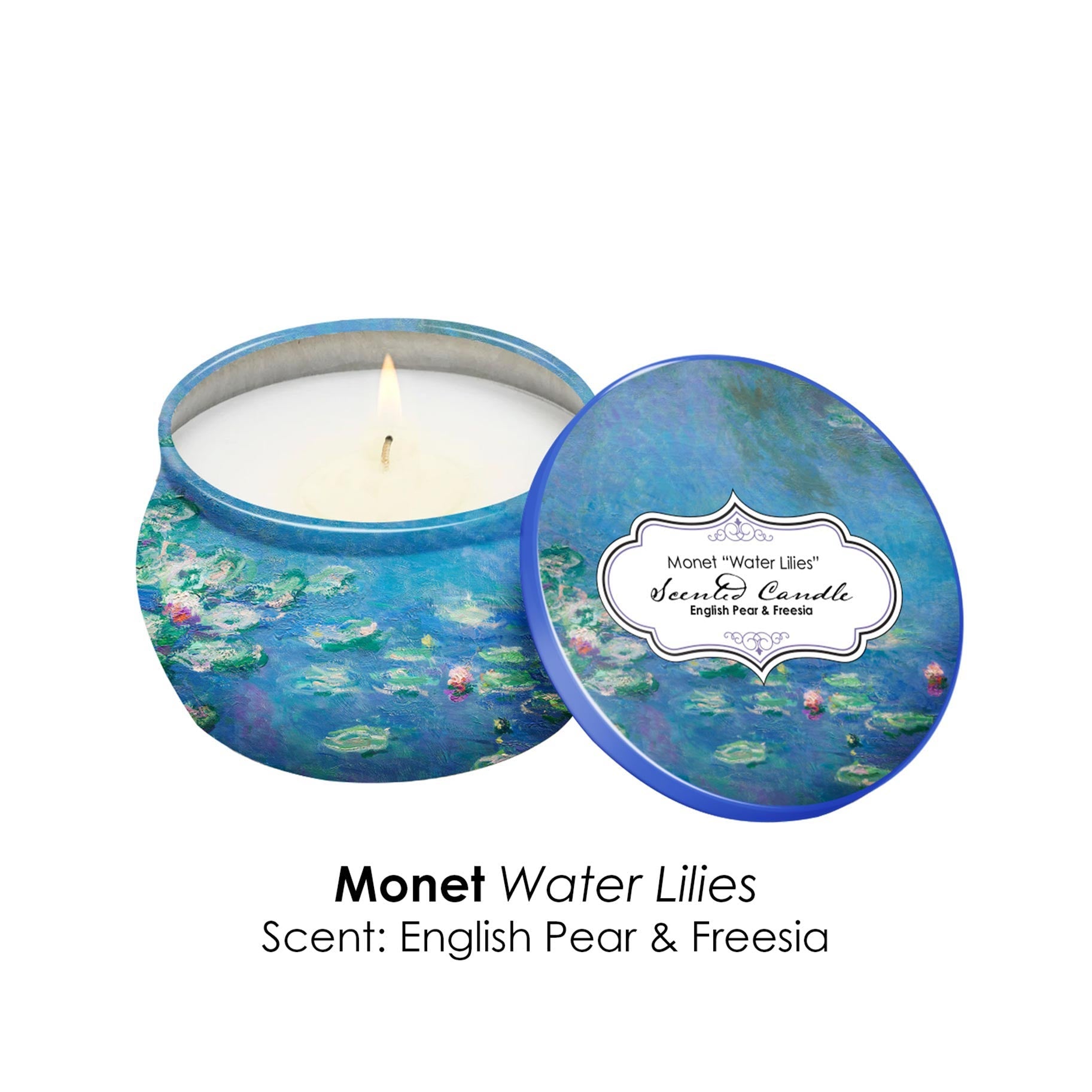 Monet Water Lilies Scented Clean Soy Candles - Gift Boxed Set of 4 Scents