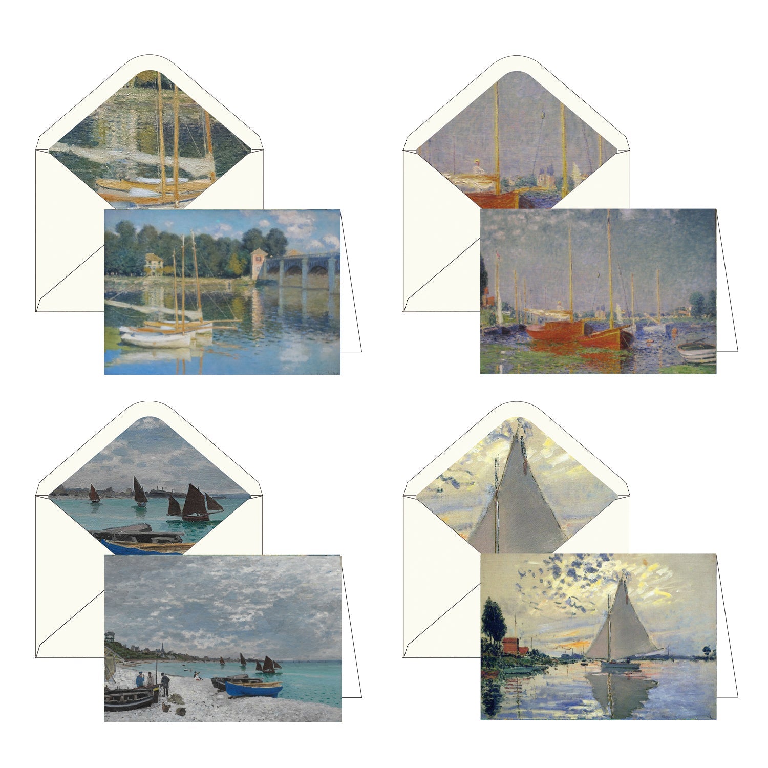 Monet Boats - Boxed Blank Note Cards – Set of 16 in a Keepsake Gift Box