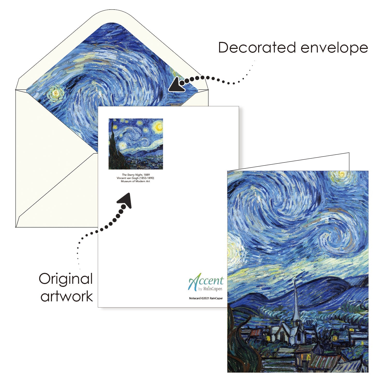 van Gogh At Night - Boxed Blank Note Cards – Set of 16 in a Keepsake Gift Box