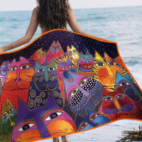 Laurel Burch Fantasticats Oversized Beach Towel - Microfiber, Quick-Dry