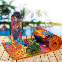 Laurel Burch Fantasticats Oversized Beach Towel - Microfiber, Quick-Dry
