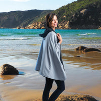 Black & Pewter Rainproof Hooded Rain Cape – Lightweight Women's Rain Wrap