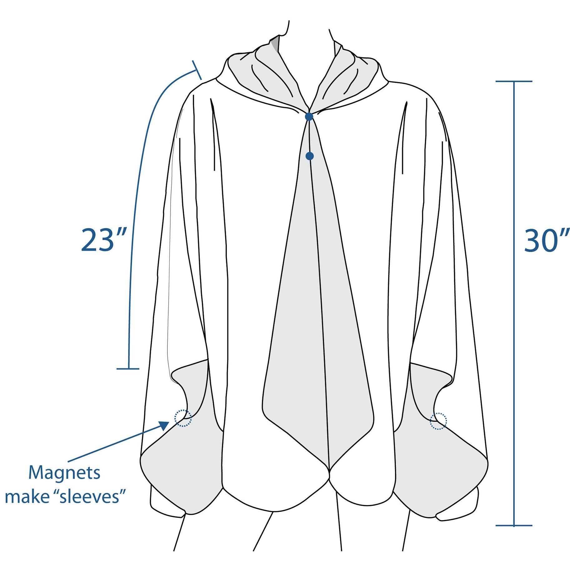 Black & Pewter Rainproof Hooded Rain Cape – Lightweight Women's Rain Wrap