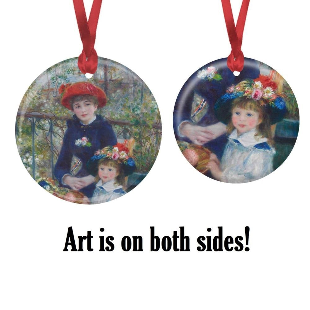 Renoir Two Sisters on the Terrace Porcelain Keepsake Ornament – Flat Ceramic, Gift-Ready