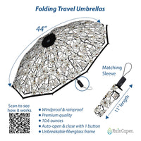 Tiffany Magnolia Travel Umbrella – Compact, One-Touch Open & Close