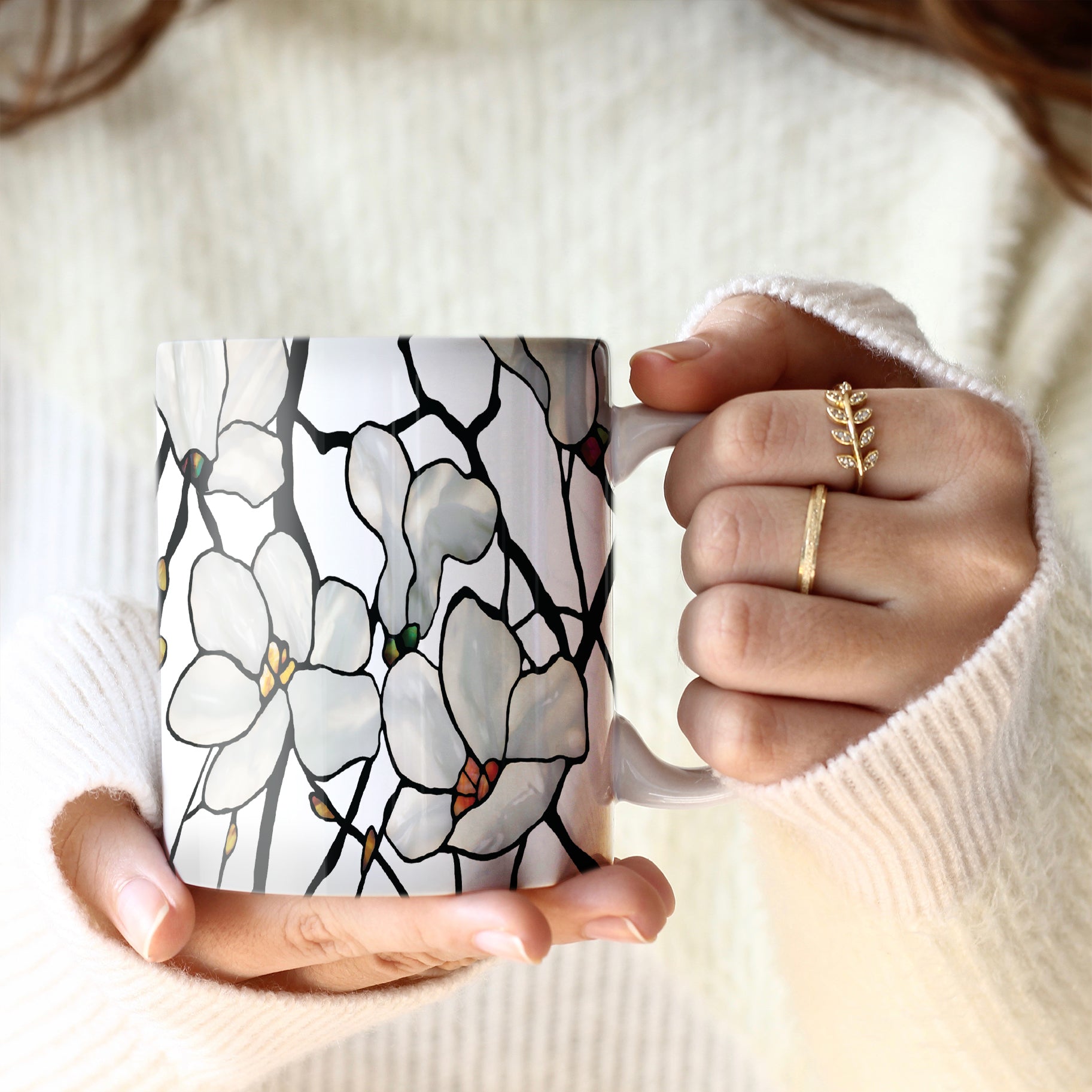 Tiffany Magnolia Fine Art Mug – 11 oz Porcelain Coffee Cup