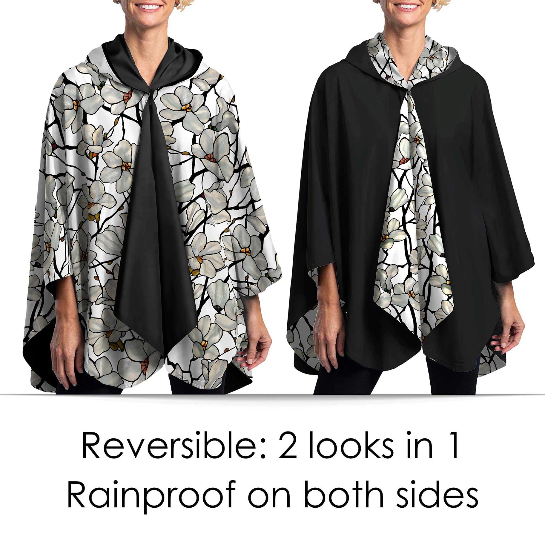 Tiffany Magnolia Womens Rain Cape - Rainproof Breathable Rain Poncho for Women