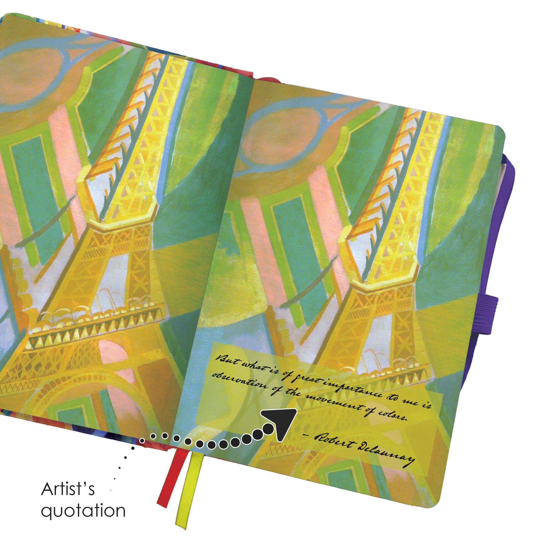 Delaunay Eiffel Tower - Dot Grid Journal – Hardcover, Pockets, Ribbon Bookmarks