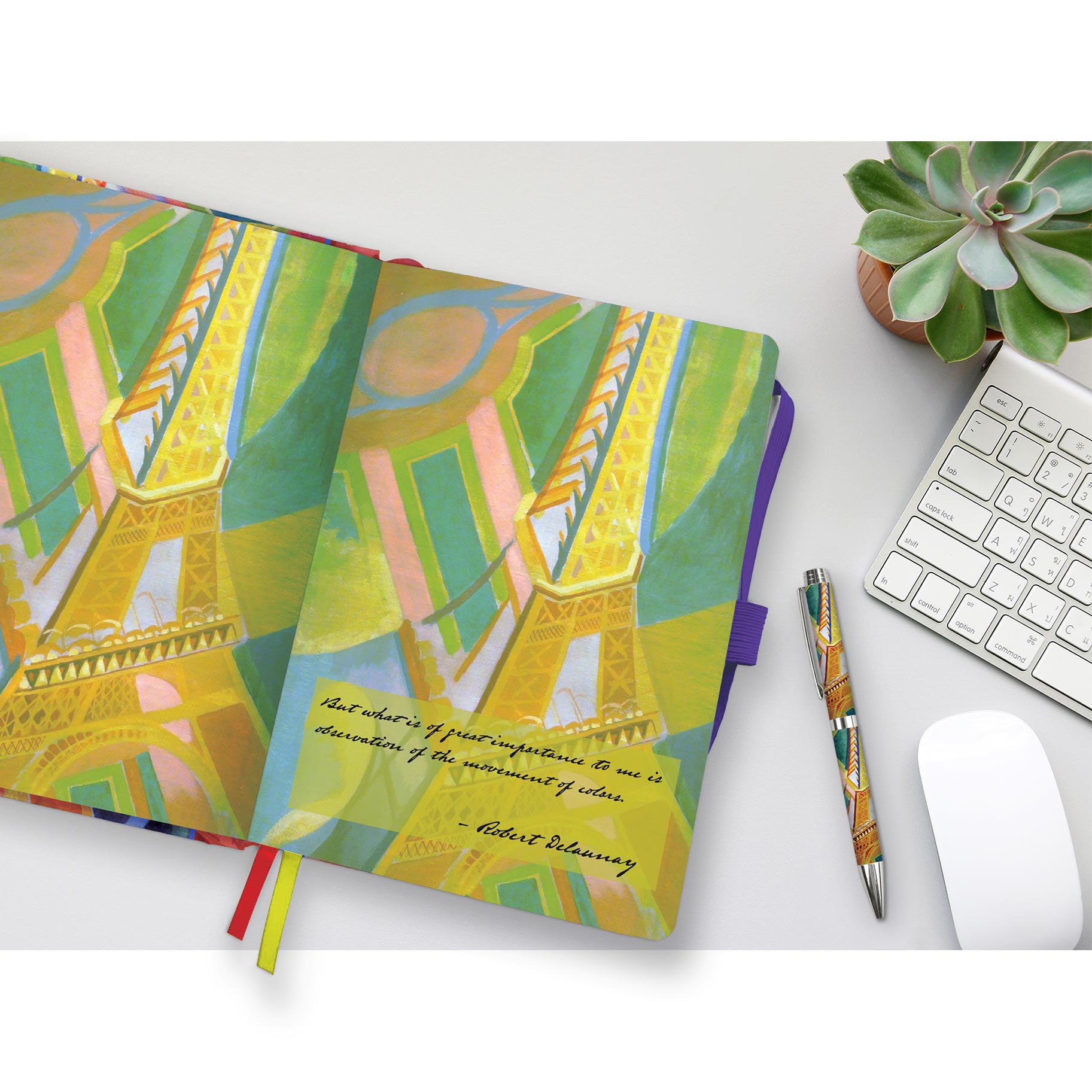 Delaunay Eiffel Tower - Dot Grid Journal – Hardcover, Pockets, Ribbon Bookmarks