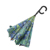 van Gogh Irises Reverse Inverted Umbrella – Hands-Free, Windproof Design