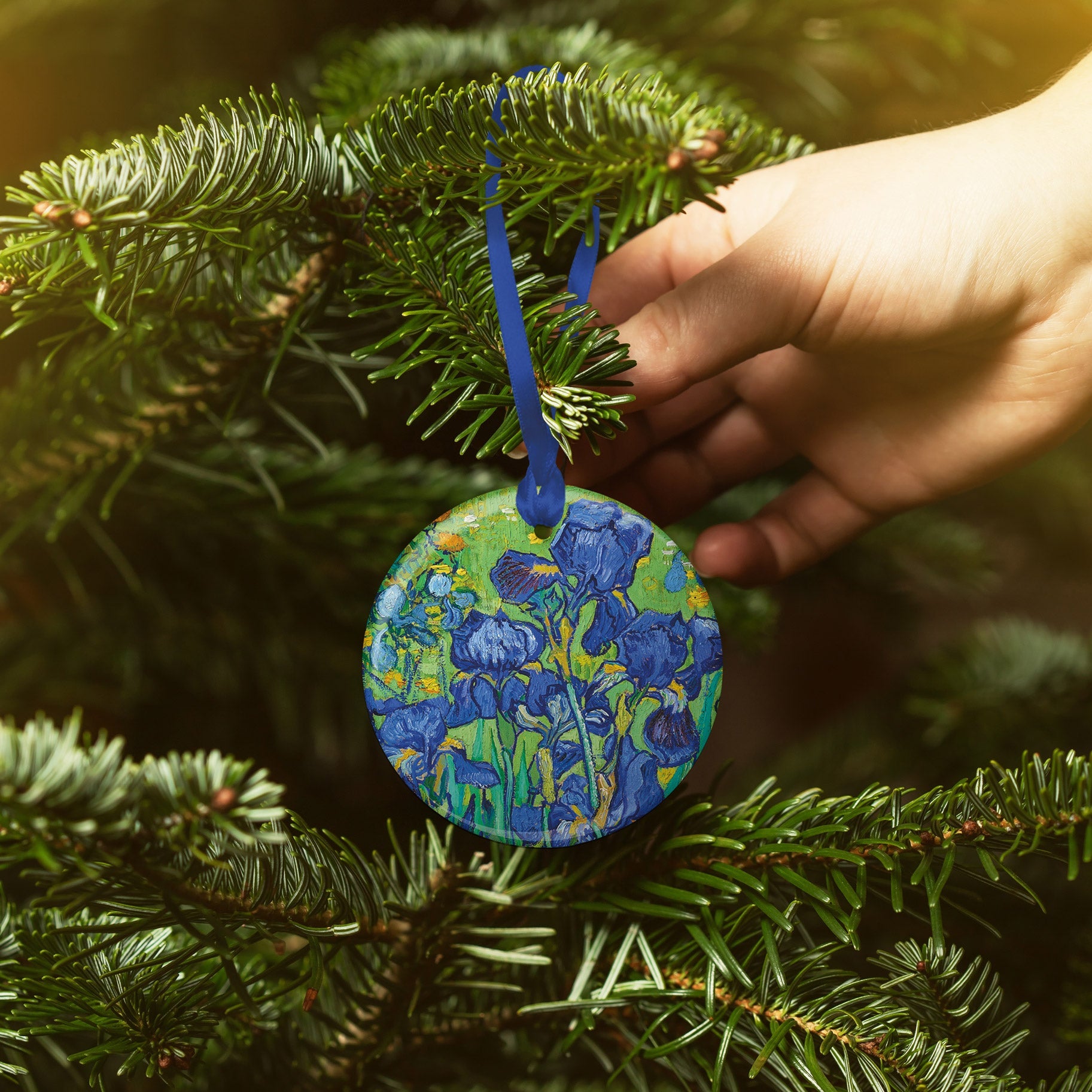 van Gogh Irises Porcelain Keepsake Ornament – Flat Ceramic, Gift-Ready