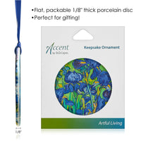 van Gogh Irises Porcelain Keepsake Ornament – Flat Ceramic, Gift-Ready