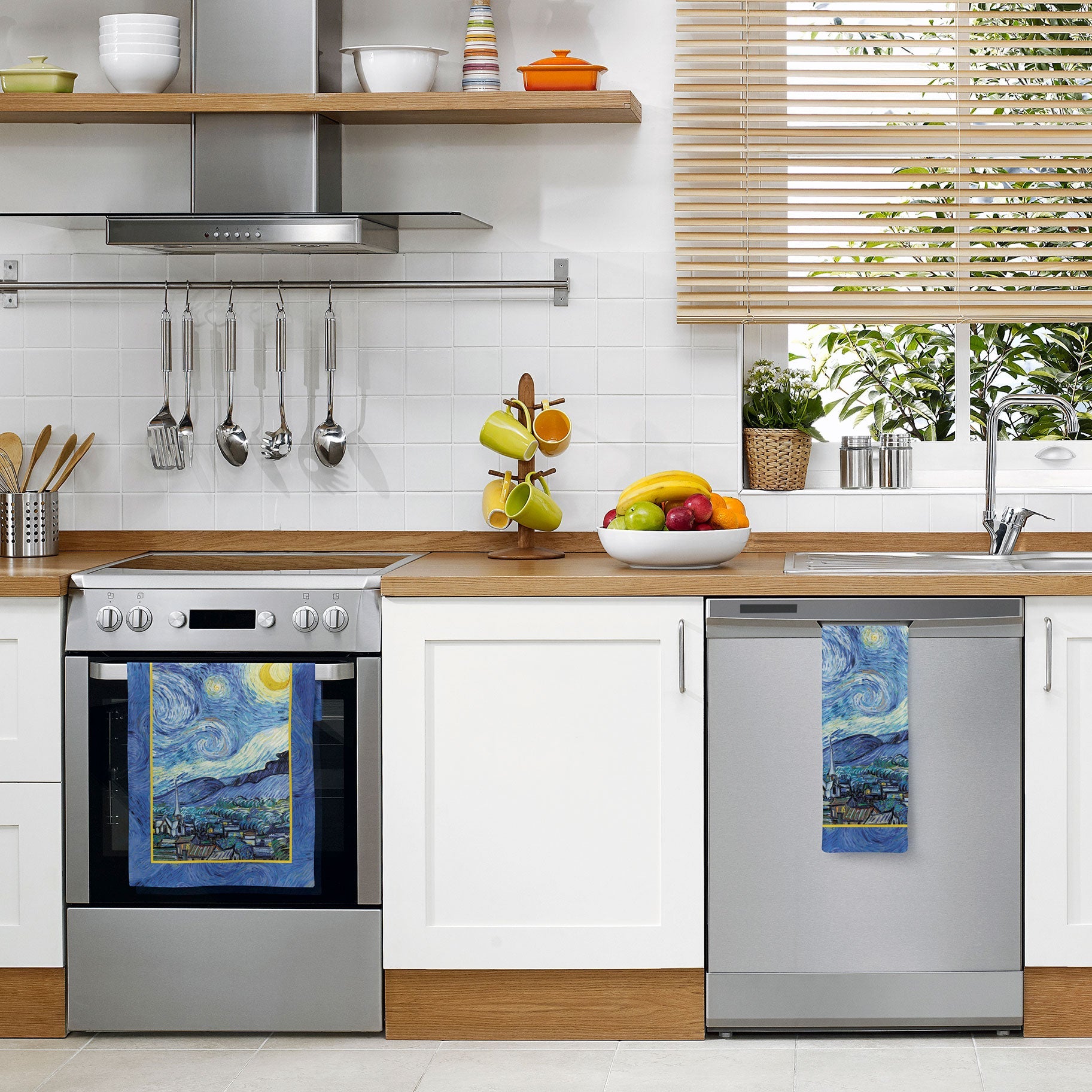 van Gogh Starry Night Cotton Tea Towel – Flat Weave, Absorbent