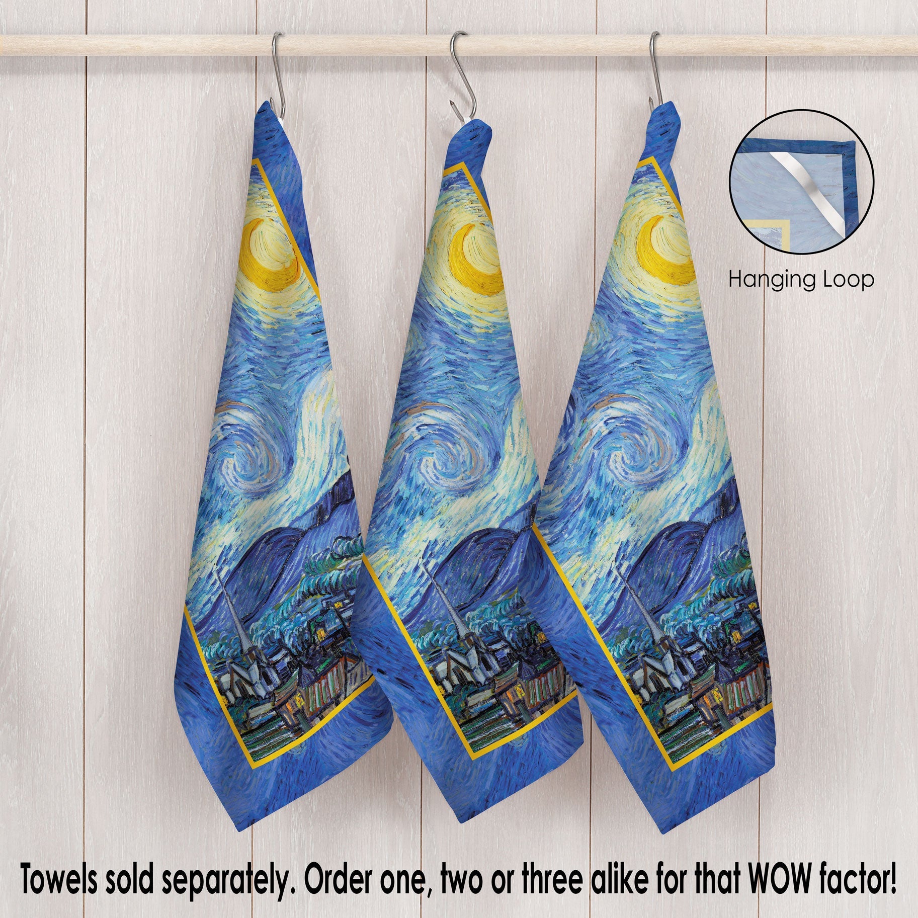 van Gogh Starry Night Cotton Tea Towel – Flat Weave, Absorbent