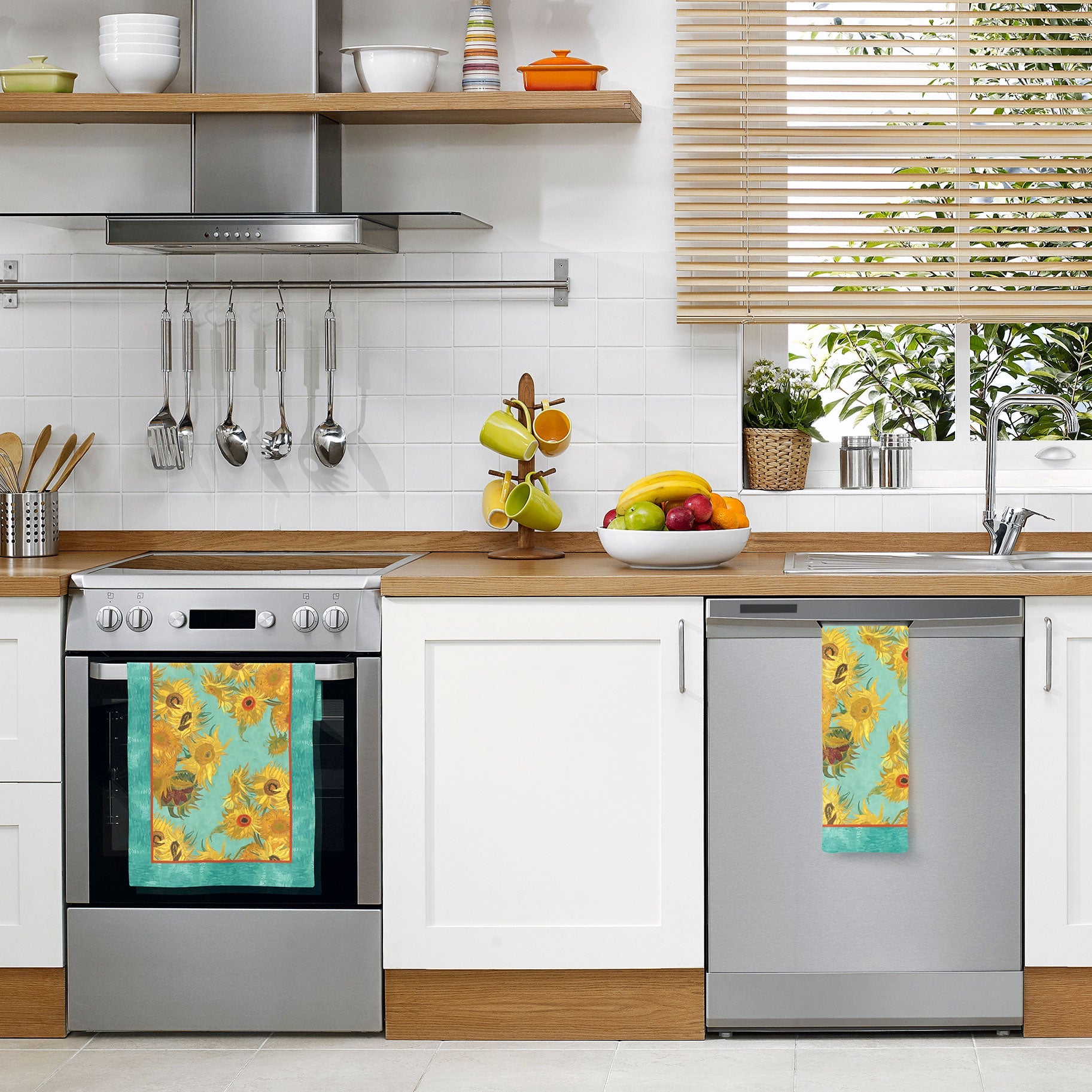 van Gogh Sunflowers Cotton Tea Towel – Flat Weave, Absorbent