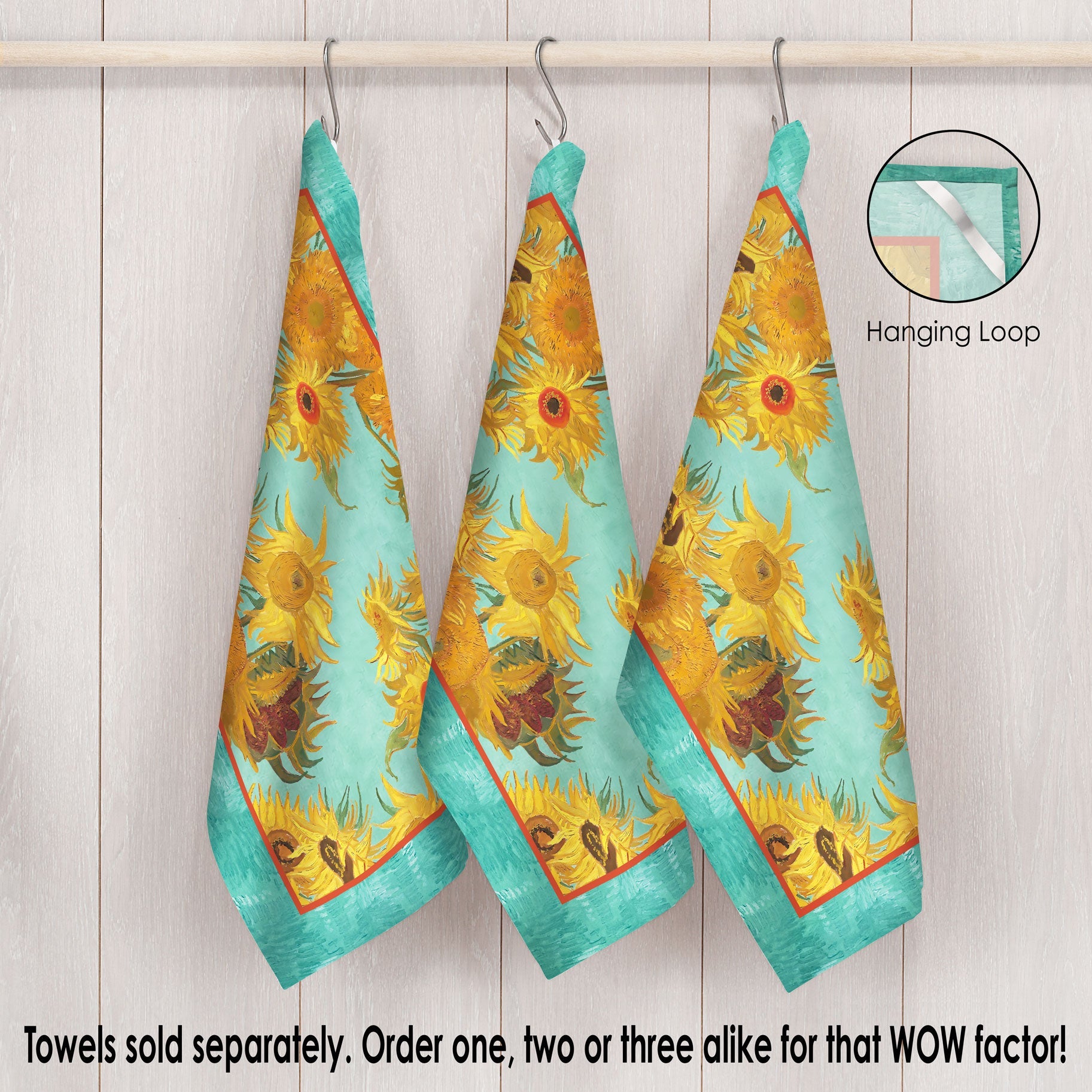 van Gogh Sunflowers Cotton Tea Towel – Flat Weave, Absorbent