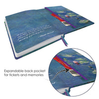 Monet Water Lilies - Dot Grid Journal – Hardcover, Pockets, Ribbon Bookmarks