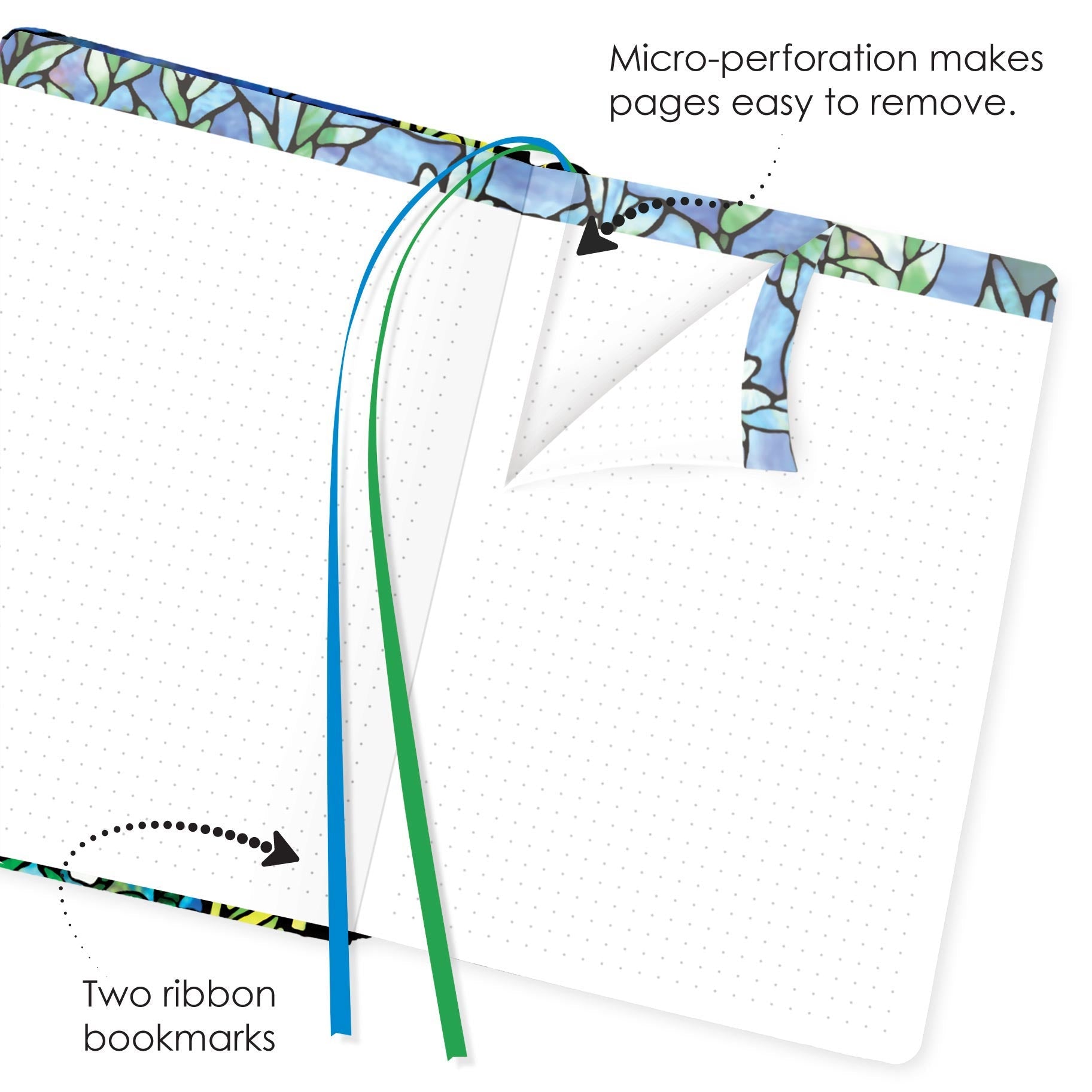 Tiffany Field of Lilies - Dot Grid Journal – Hardcover, Pockets, Ribbon Bookmarks