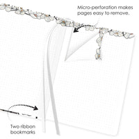 Tiffany Magnolia - Dot Grid Journal – Hardcover, Pockets, Ribbon Bookmarks