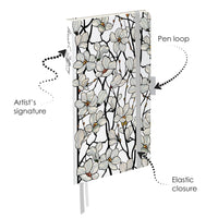 Tiffany Magnolia - Dot Grid Journal – Hardcover, Pockets, Ribbon Bookmarks