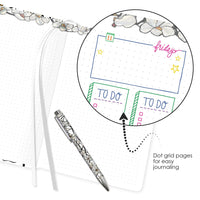 Tiffany Magnolia - Dot Grid Journal – Hardcover, Pockets, Ribbon Bookmarks