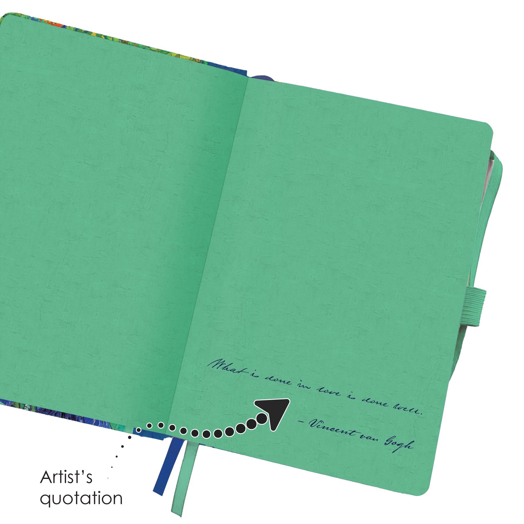 van Gogh Irises - Dot Grid Journal – Hardcover, Pockets, Ribbon Bookmarks