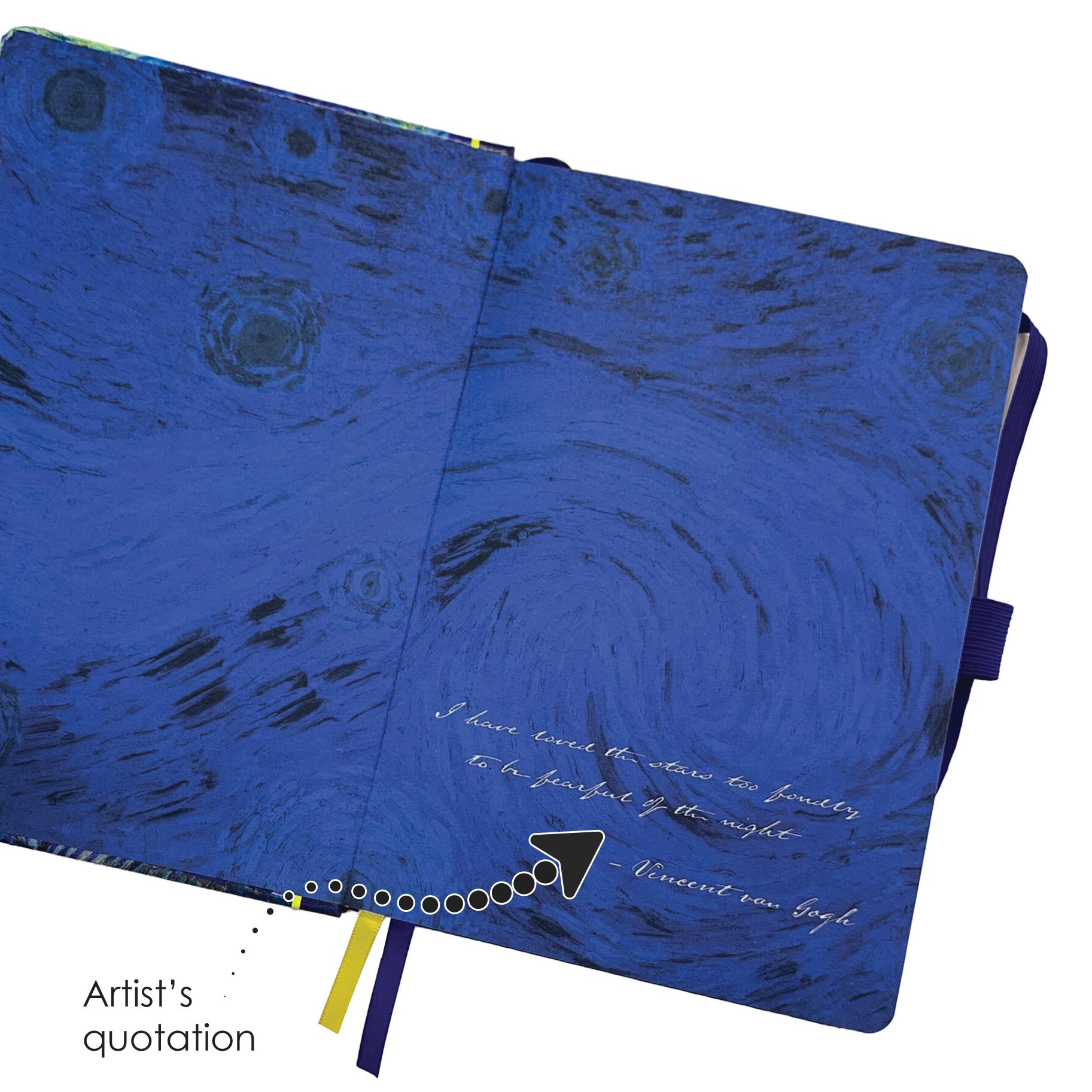 van Gogh Starry Night - Dot Grid Journal – Hardcover, Pockets, Ribbon Bookmarks