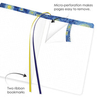 van Gogh Starry Night - Dot Grid Journal – Hardcover, Pockets, Ribbon Bookmarks