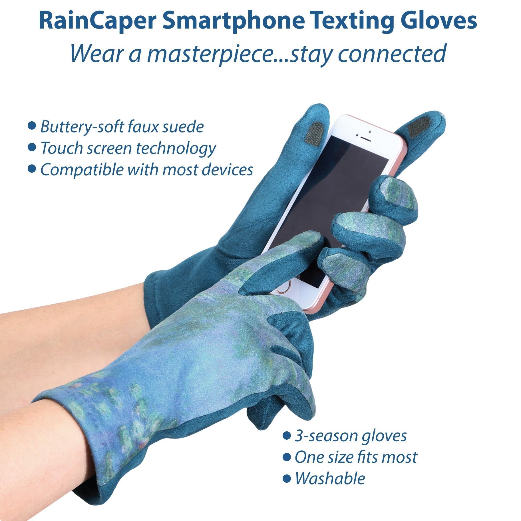 Fine Art Monet Water Lilies Womens Touch Screen Gloves - One Size Fits All