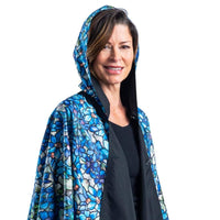 Tiffany "Clematis" Reversible Rain Cape – Lightweight Hooded Wrap for Women