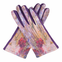 Fine Art Tiffany Peonies and Iris Womens Touch Screen Gloves - One Size Fits All