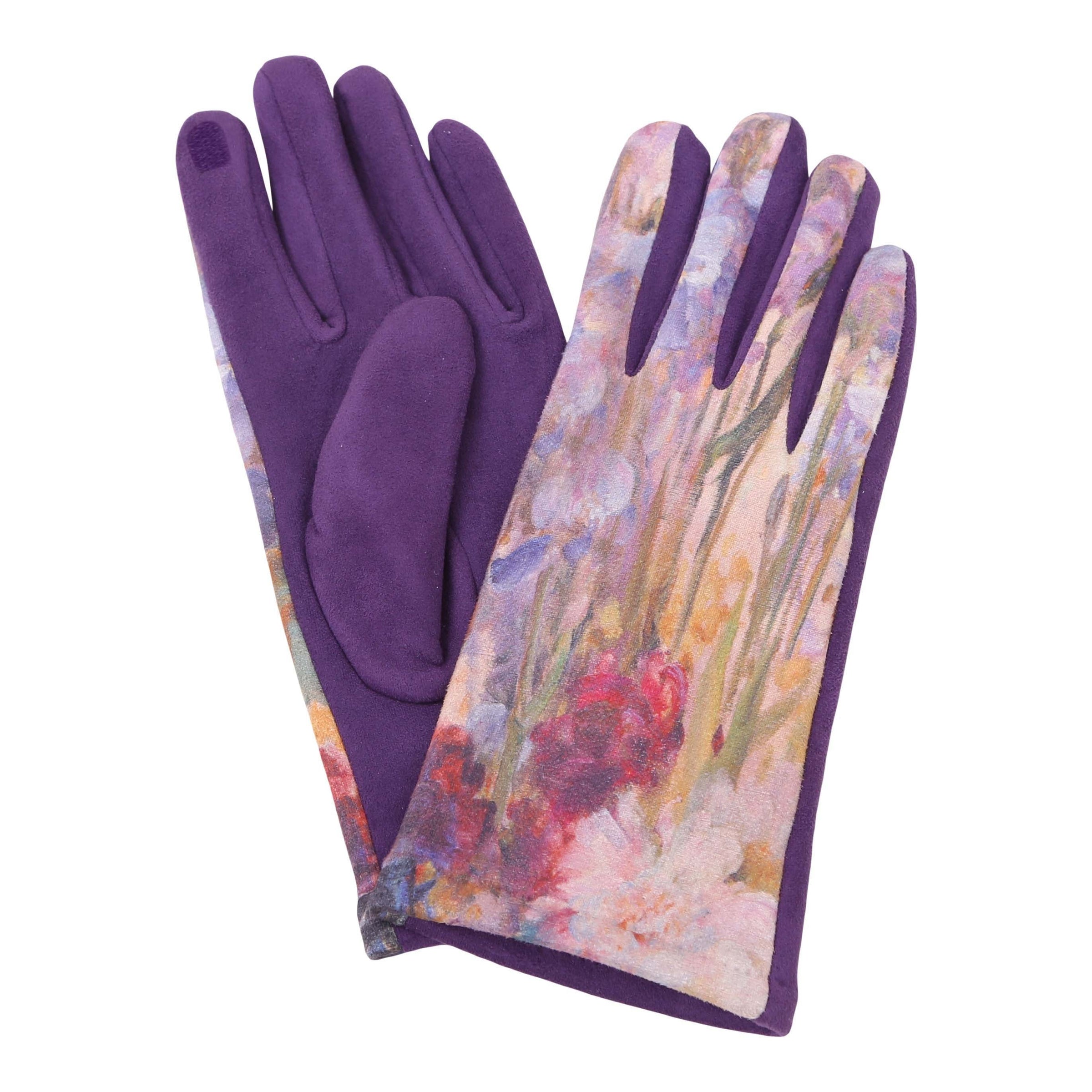 Fine Art Tiffany Peonies and Iris Womens Touch Screen Gloves - One Size Fits All