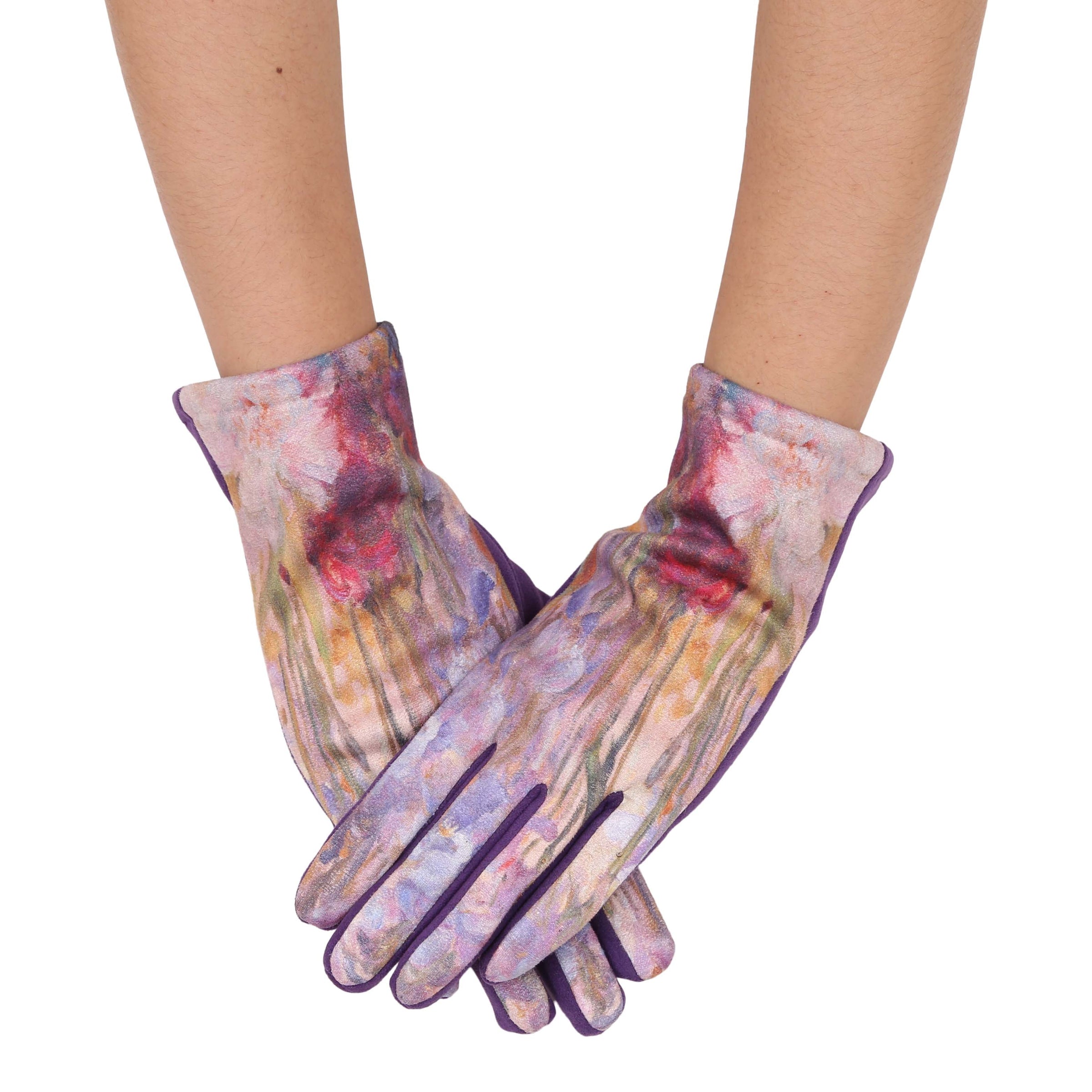 Fine Art Tiffany Peonies and Iris Womens Touch Screen Gloves - One Size Fits All
