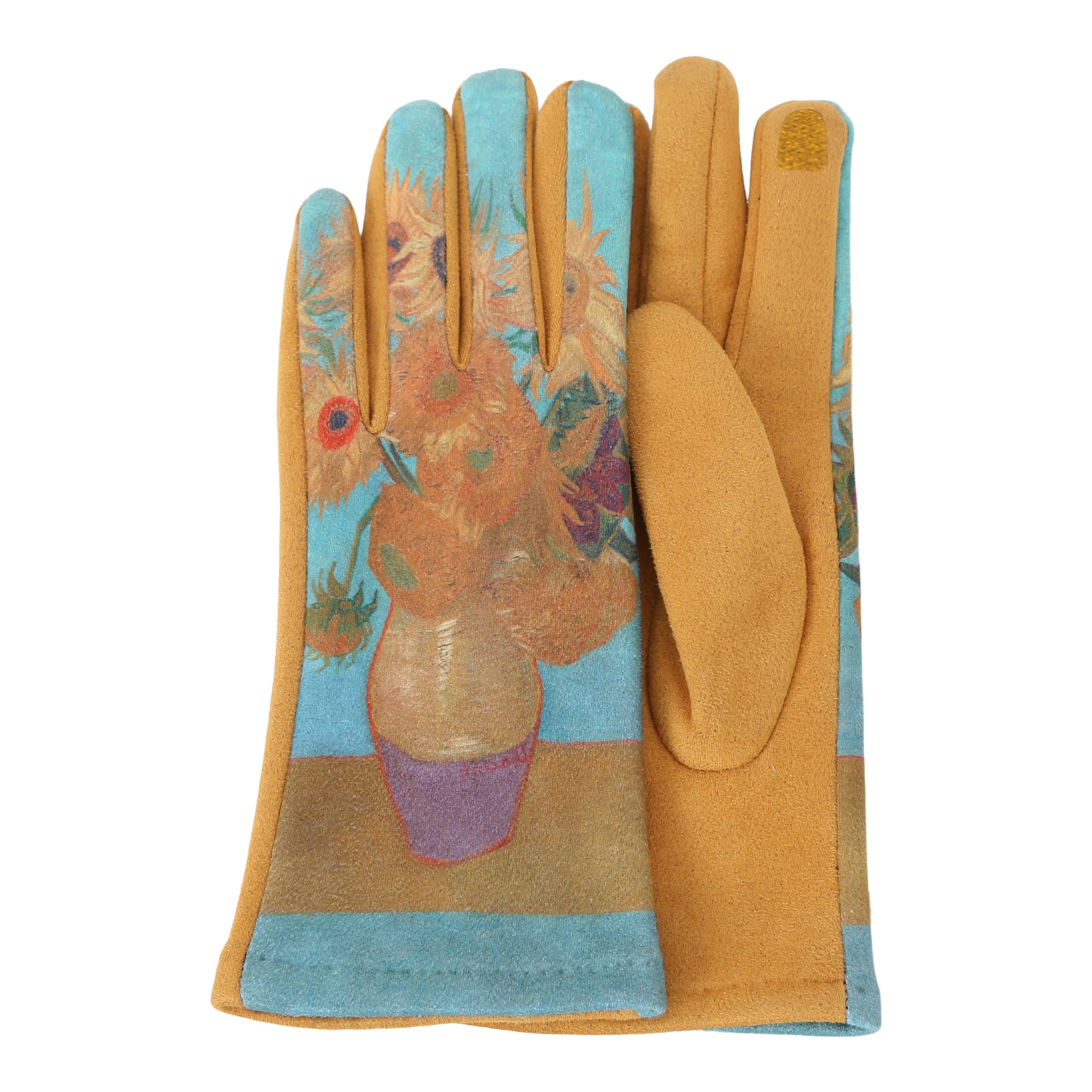Fine Art van Gogh Sunflowers Womens Touch Screen Gloves - One Size Fits All