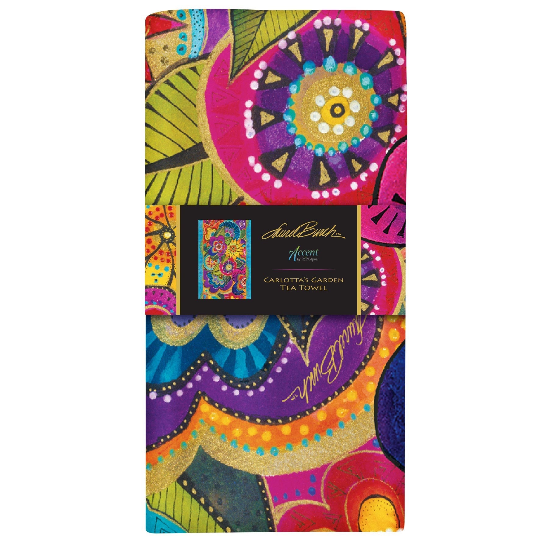 Laurel Burch Carlotta's Garden Cotton Tea Towel – Flat Weave, Absorbent