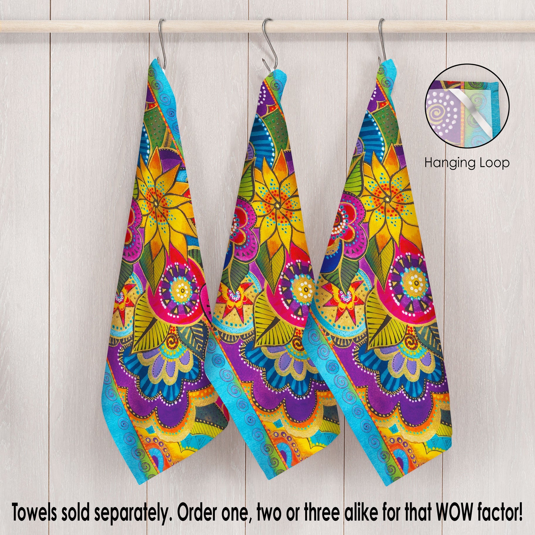 Laurel Burch Carlotta's Garden Cotton Tea Towel – Flat Weave, Absorbent