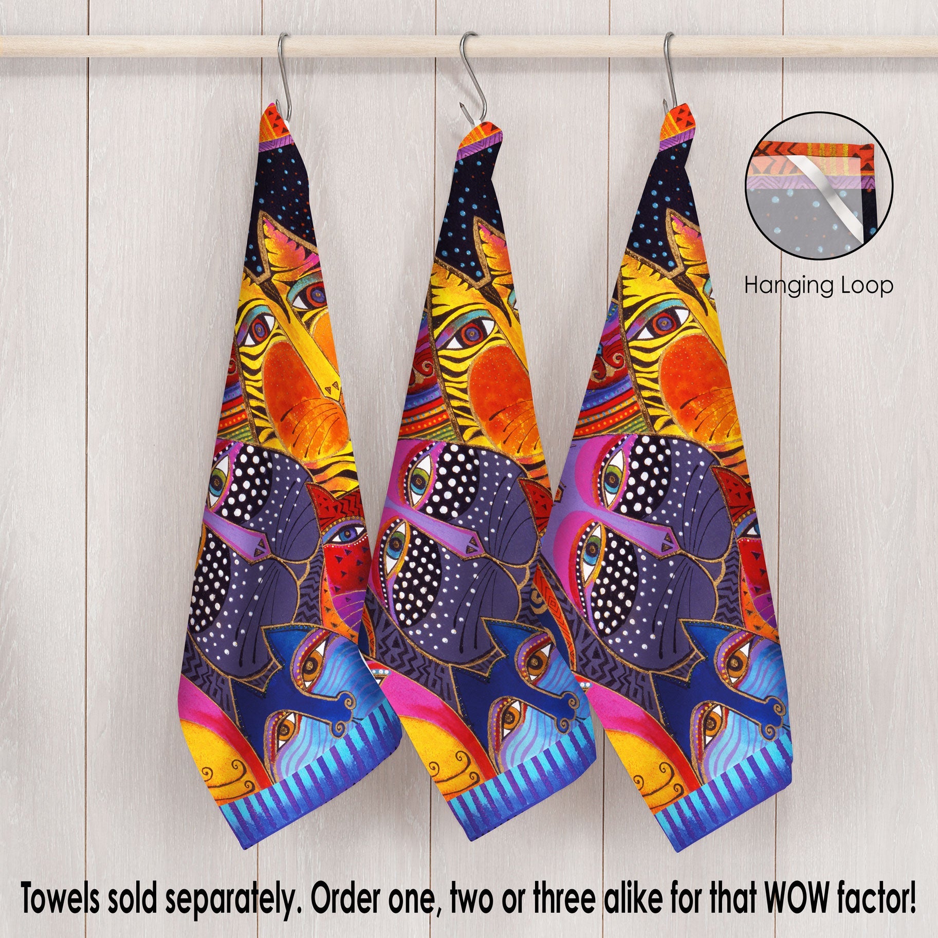 Laurel Burch Fantasticats Cotton Tea Towel – Flat Weave, Absorbent