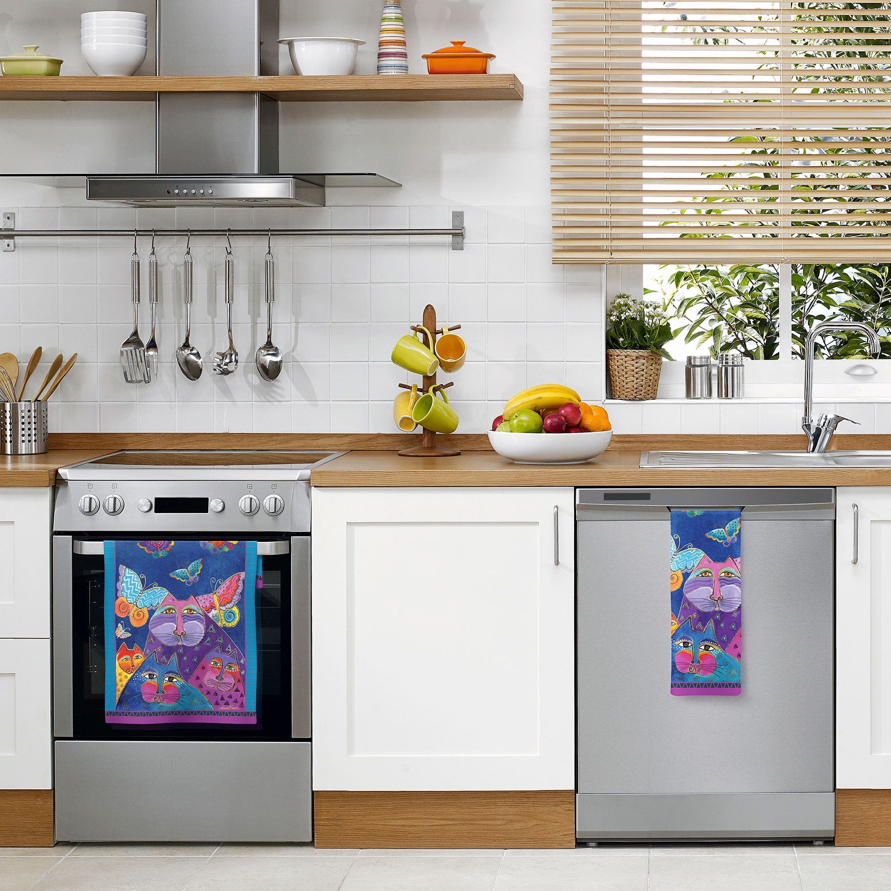 Laurel Burch Flutterbyes Cotton Tea Towel – Flat Weave, Absorbent