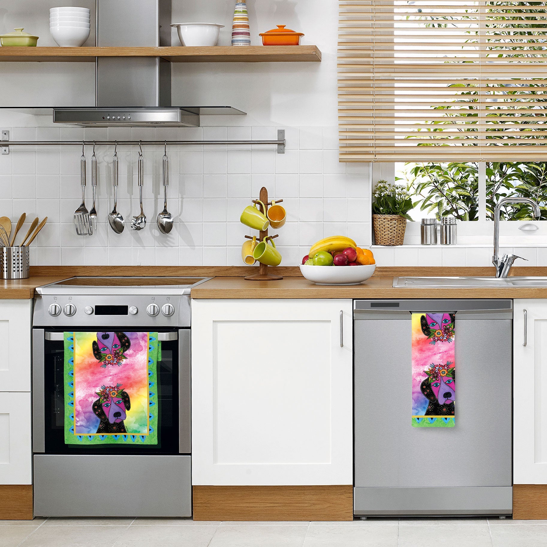 Laurel Burch Violet Cotton Tea Towel – Flat Weave, Absorbent