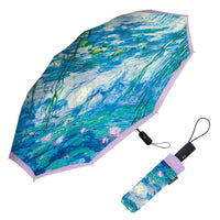 Monet Nympheas Travel Umbrella – Compact, One-Touch Open & Close