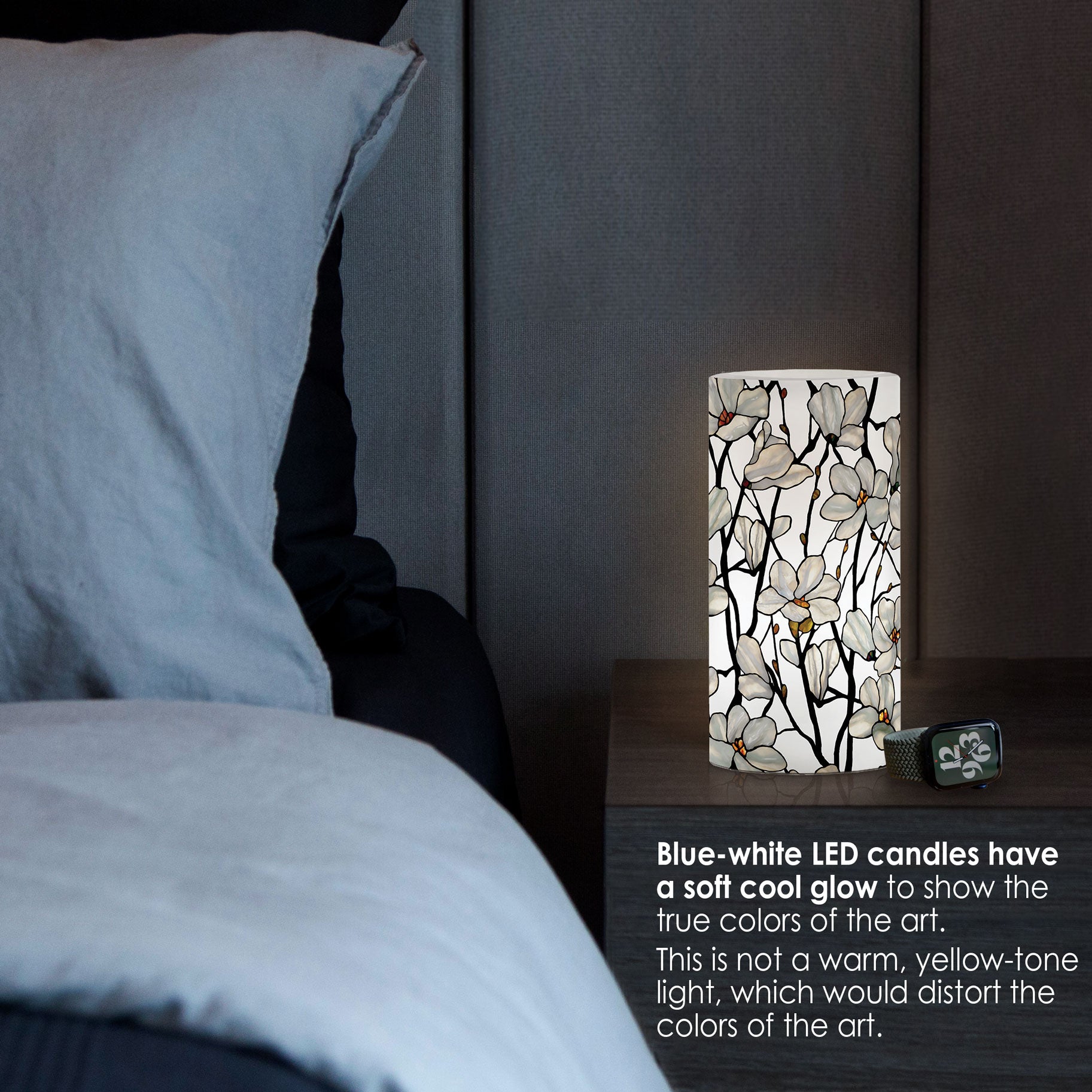 Tiffany Magnolia 6" 6" LED Candle – Battery Operated, Flickering