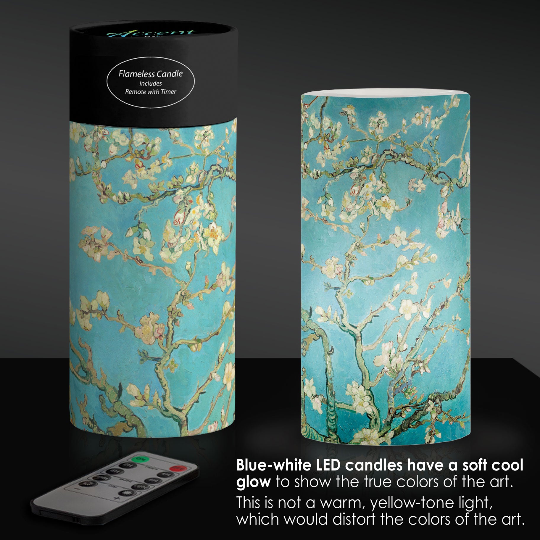 van Gogh Almond Blossom 6"  LED Candle – Battery Operated, Flickering