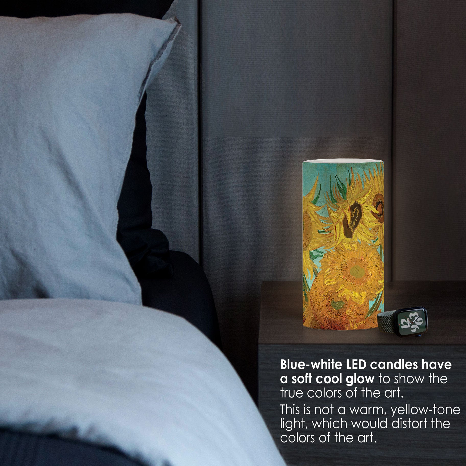 van Gogh Sunflowers 6" 6" LED Candle – Battery Operated, Flickering