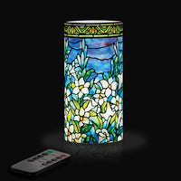 Tiffany Field of Lilies 6"  LED Candle – Battery Operated, Flickering