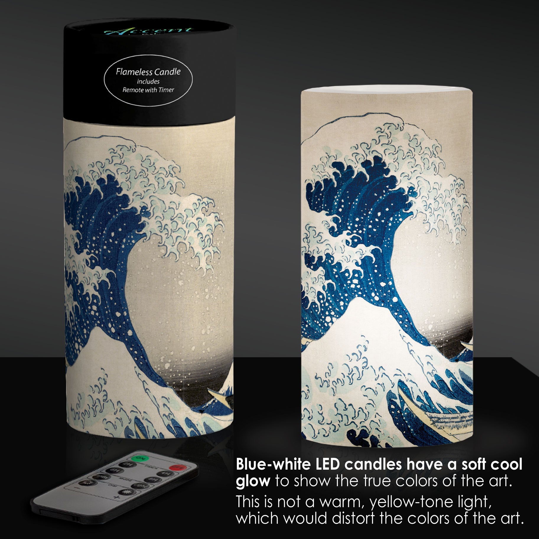 Hokusai The Great Wave 6" LED Real Wax Candle with Remote