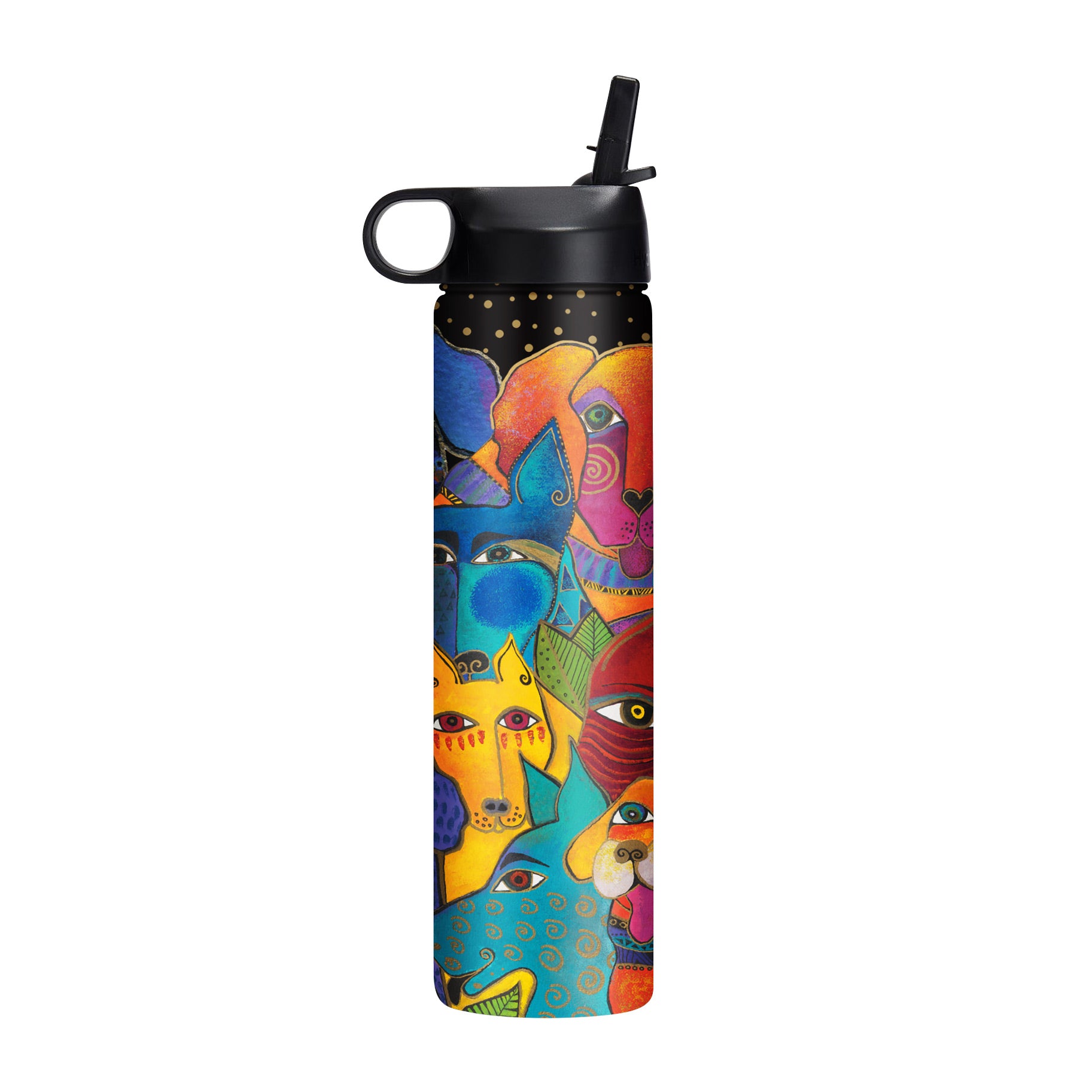24 oz Water Bottle - Laurel Burch "Dogs, Dogs, Dogs"