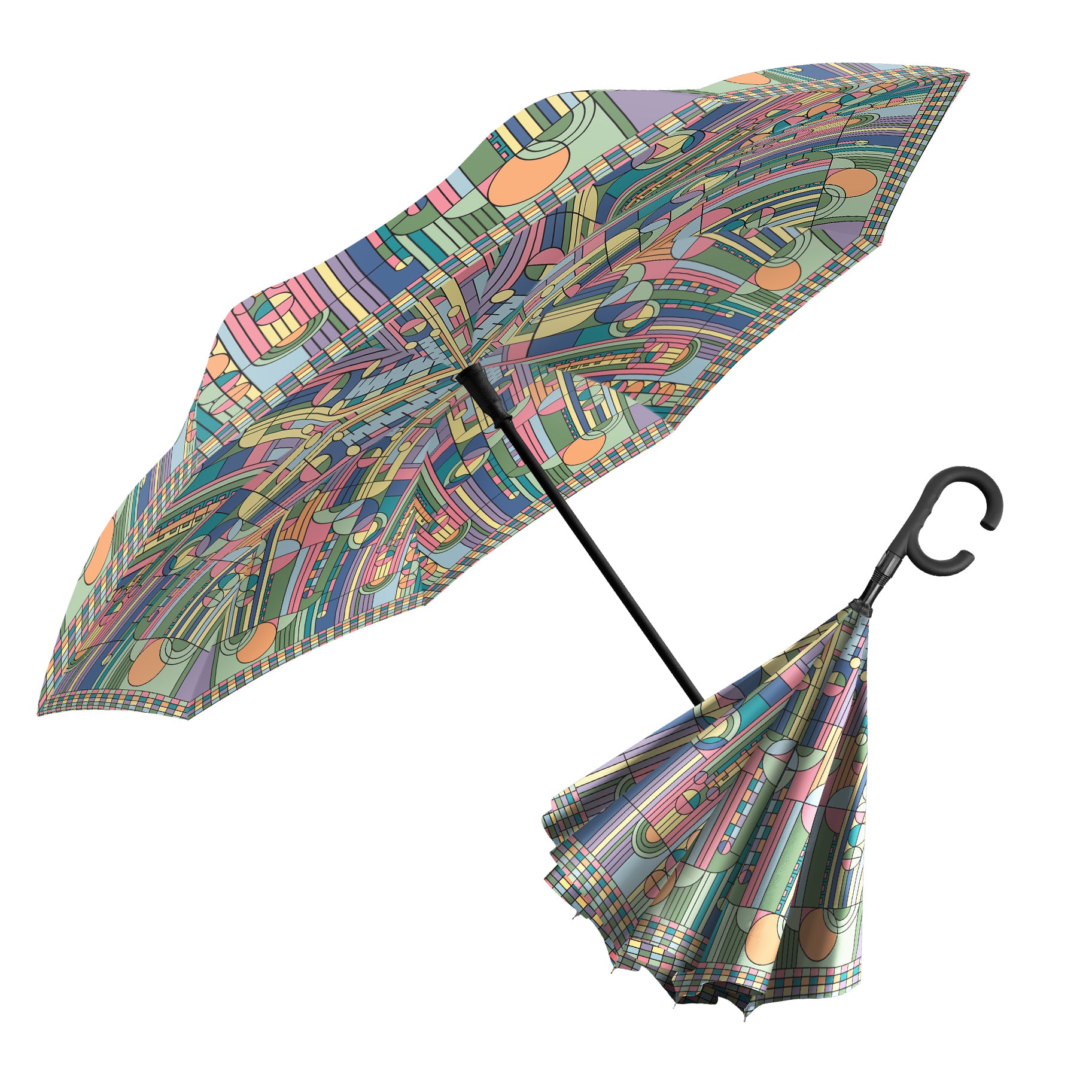 Frank Lloyd Wright Saguaro Forms Reverse Inverted Umbrella – Hands-Free, Windproof Design