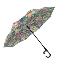 Frank Lloyd Wright Saguaro Forms Reverse Inverted Umbrella – Hands-Free, Windproof Design