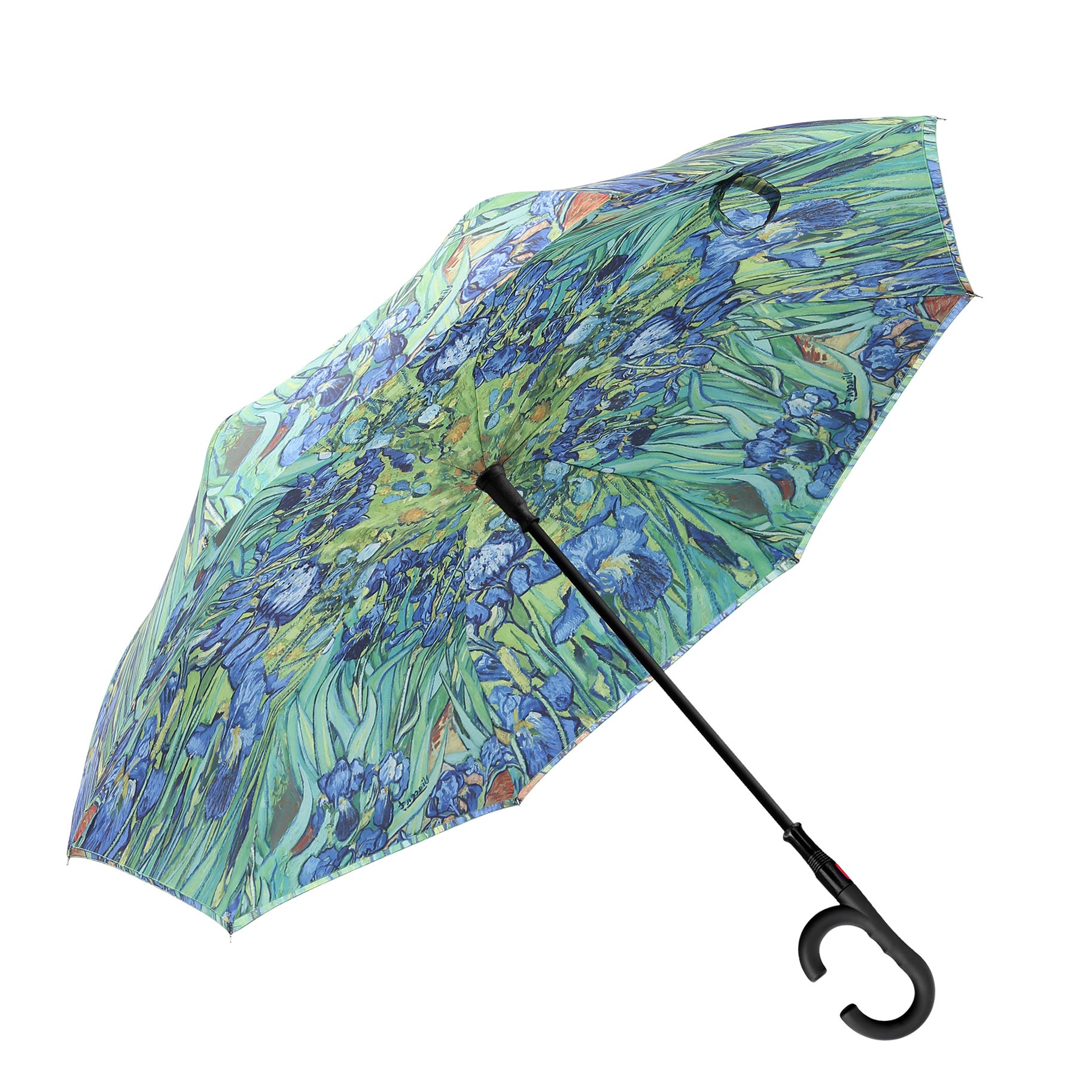 van Gogh Irises Reverse Inverted Umbrella – Hands-Free, Windproof Design
