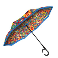 Kandinsky "Circles" Reverse Inverted Umbrella – Hands-Free, Windproof Design